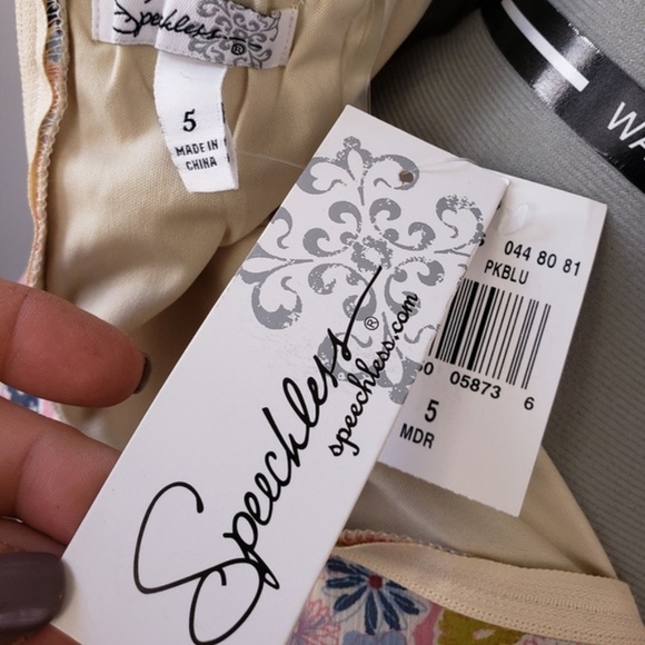 NWT Floral Strapless Hi-Lo Dress Small Flowy Strapless Pink Blush Pastel Wedding - Picture 5 of 7